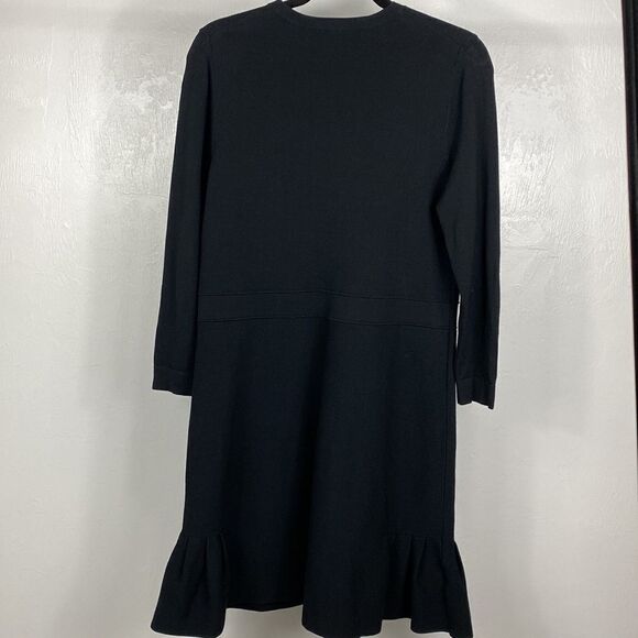 Ann Taylor Black Jersey Long Sleeves Ruffled Midi Dress - Picture 5 of 10